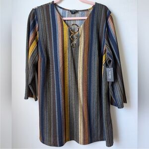Tacera Blue and Yellow Striped Tunic